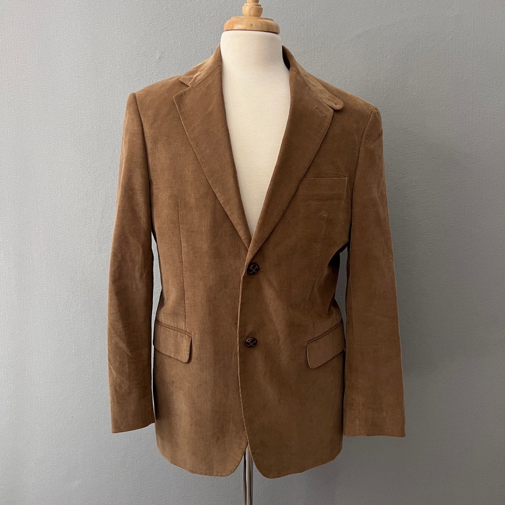 Lauren Ralph Lauren Blazer Men 38R Brown Corduroy Elbow Patch Retro 44" Chest